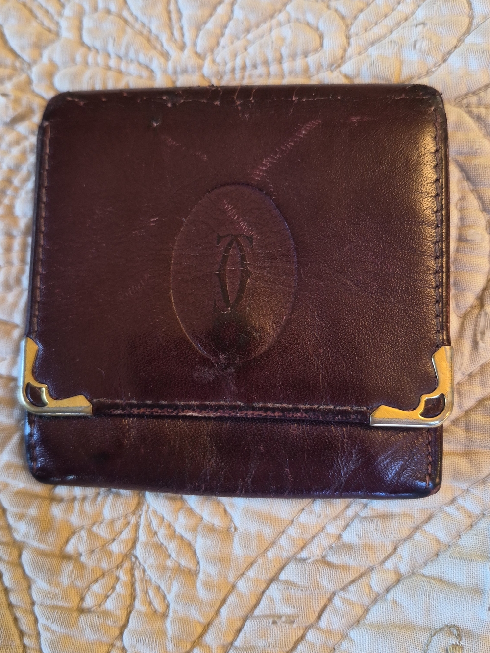 Cartier Vintage Classic Women’s Leather Coin Purse with Gold Accents